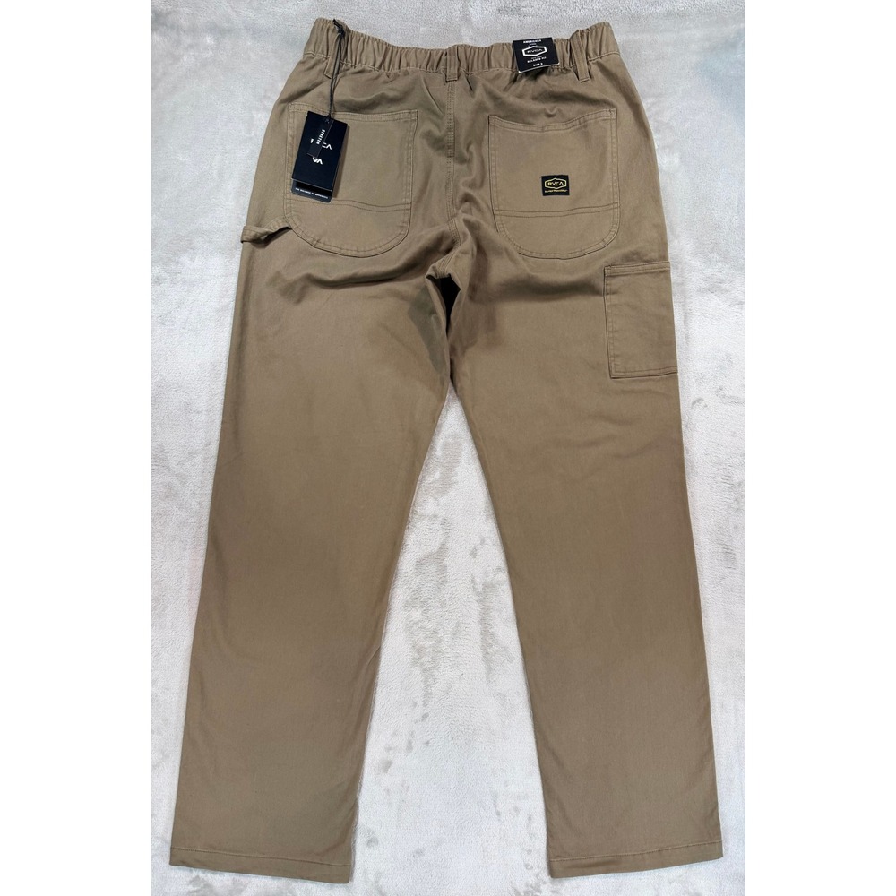 NWT RVCA Mens Americana Carpenter Pant Tan Brown Relaxed Fit Stretch Twill Small